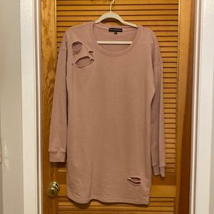 Flirty fleece dress hint of blush color